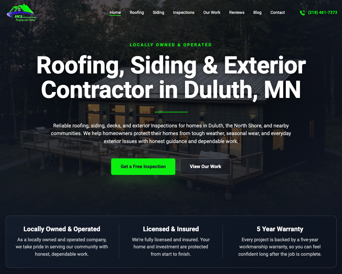 HCL Construction website preview