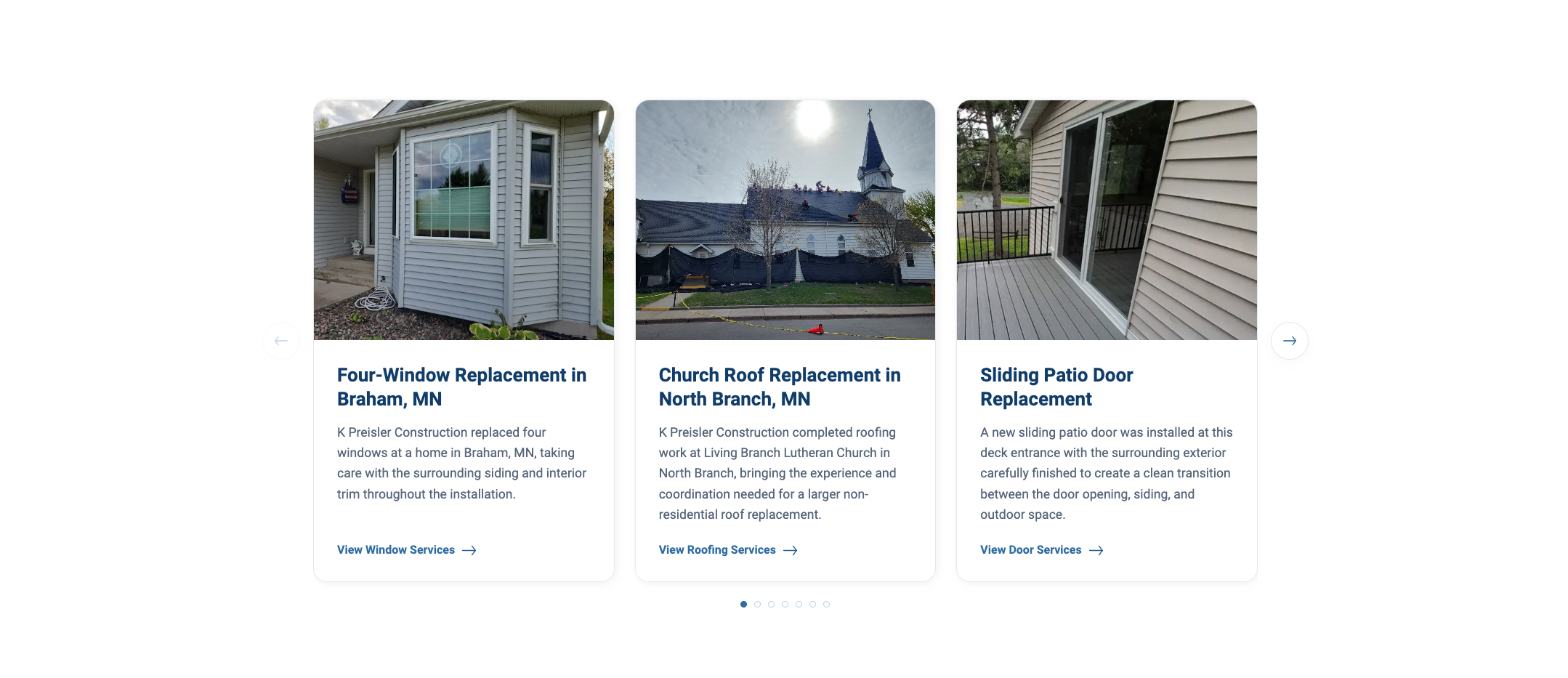 K Preisler Construction project examples showing completed local exterior work